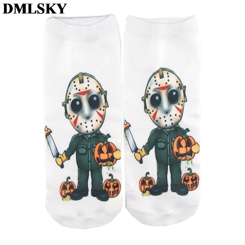 

DMLSKY Creative Socks Halloween Scary Socks Friday the 13th 3D Print Funny Socks Comfortable Cotton Socks Stocking M3891