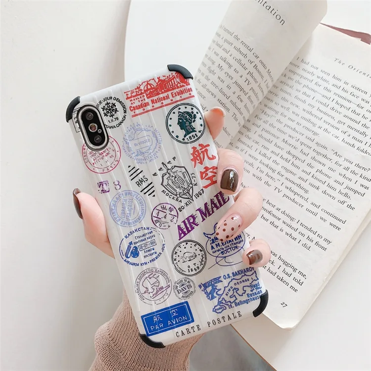 

Creative Vintage Stamp Mobile Phone Shell TPU Soft Cover Phone Case for iPhone 6 6s 6P 6sP 7 7P 8 8P X XS XR XSMAX