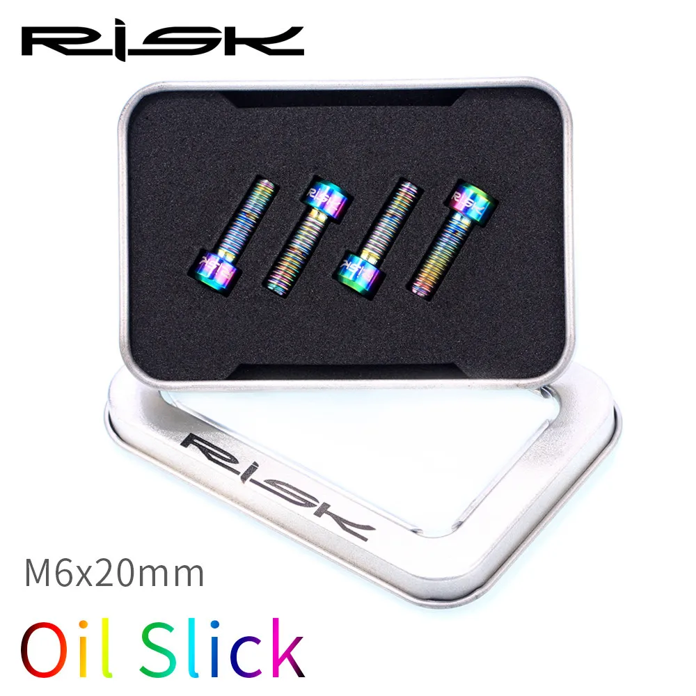 M6x20 Oil Slick Риска 4 шт./кор. шоссейный велосипед горный велосипед M6x16/18/20 мм Титан сплав крышки тормозного суппорта крепежные болты винты для рычаг рукоятки - Цвет: M6x20 Oil Slick