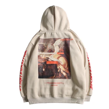 

Mens Women Men Hip Hop Hoodie Sweatshirt Fleece Warm Angle Horse Hoodie Streetwear Casual Black Hooded Pullover Cotton Hoody