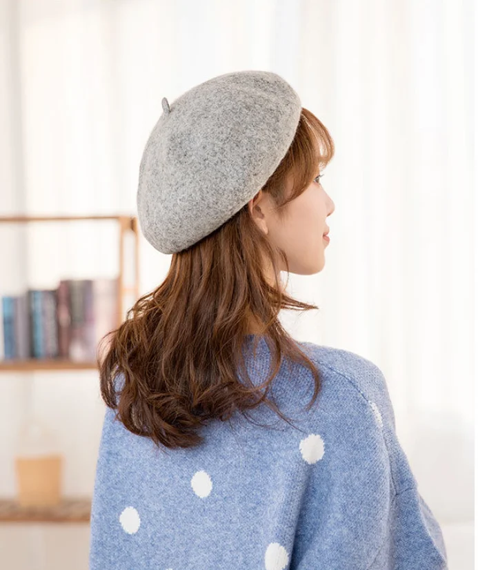 Autumn Winter Women Fashion Cashmere Adjustable Berets New Wool Hat Female Warm Solid Color Cap
