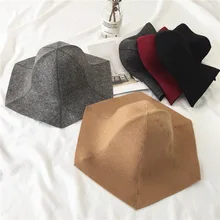 Новинка, стильная женская шерстяная шляпа с большими полями в британском стиле, Ретро стиль, Осень-зима, модная, волнистая, с краями