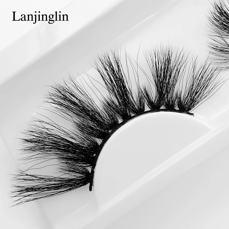 LANJINGLIN, 1 пара, 25 мм, ресницы, 3d, норковые, накладные ресницы, натуральные, длинные, Полоска, без грубости, накладные ресницы для наращивания, макияж, искусственные, cils