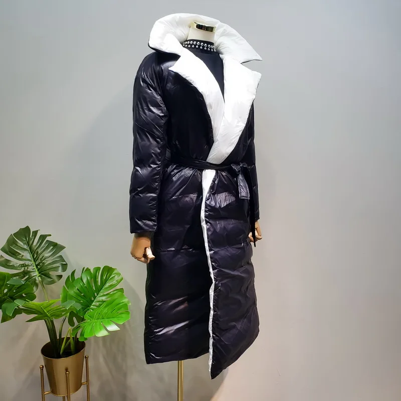 Осенняя и зимняя черная и белая модная двухсторонняя Женская длинная хлопковая одежда с буквенным принтом