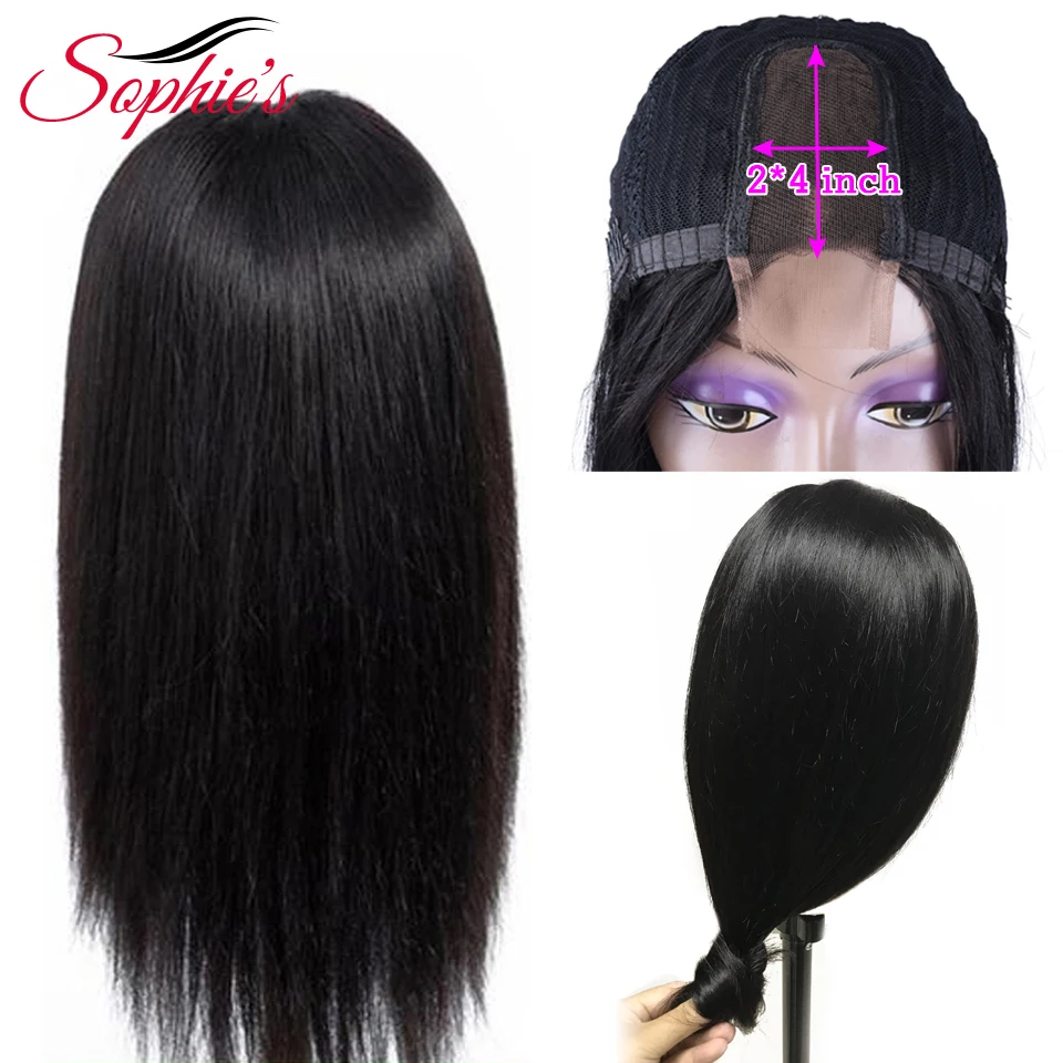 

Sophie's Brazilian Straight 2*4 Middle Part Lace Part Wig Human Hair Wigs Non-Remy With Baby Hair Pre Plucked Natural Color