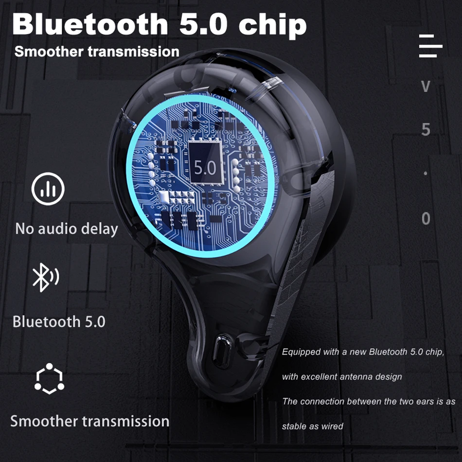 TWS Bluetooth Earphones Wireless Headphones Touch Control LED Display With Microphone Sport Waterproof Headsets Earbuds Earphone