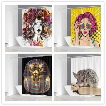 

2020 Beautiful Woman And Cute Hamster Pattern Design Shower Curtains for Bathroom Happy New Year Best Gifts Shower Curtains