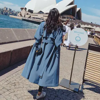 

2019 New Fashion Windbreaker Coat Female British Style Long Trench Coat Womens Slim Belt Cloak Mujer Female Outwear Abrigos x882