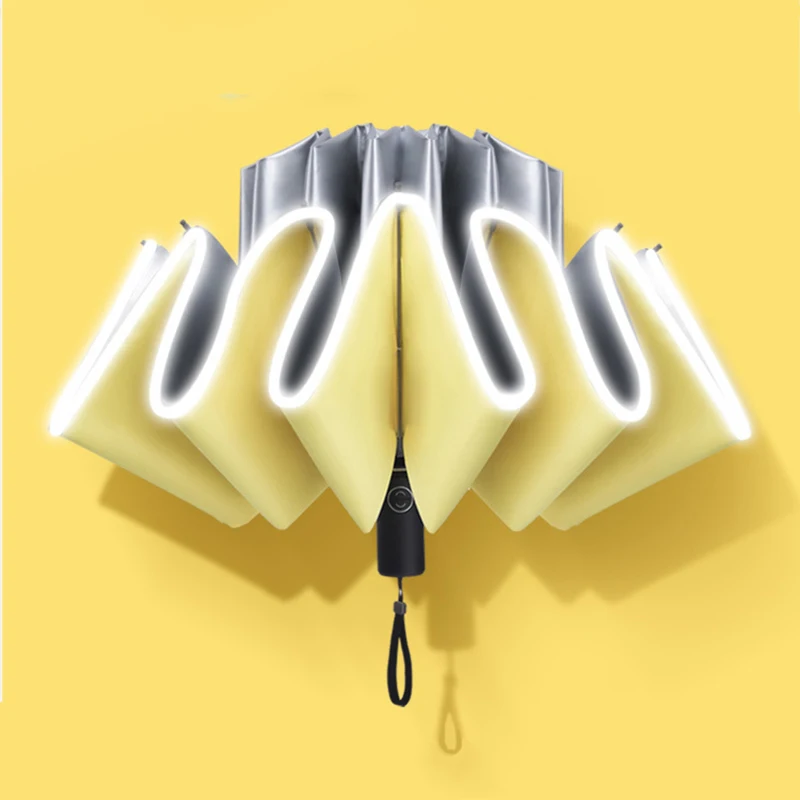 

Umbrella Rain Women Reflective Windproof Umbrellas Female UV Protection parasol Yellow Male Christmas Gift Business reverse
