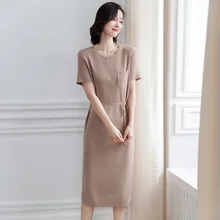 Saison de papillon, трикотажное платье средней длины со шнуровкой в Корейском стиле для похудения,, летнее стильное модное нижнее белье, верхняя одежда, платье W