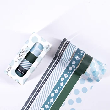 

6 Pcs/set Grid Washi Tape Set Christmas Decorative Tape Washi Tape Vintage Grid Spotted Ring Base Pattern Christmas Masking Tape