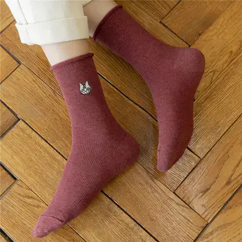 

KingDeng Winter Keep Warm Socks For Woman Kawaii Cartoon Socks Harajuku Aesthetic Art Animal embroidery Sock Korean Style Women