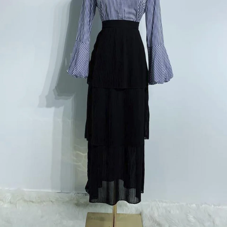 black ruffle maxi skirt