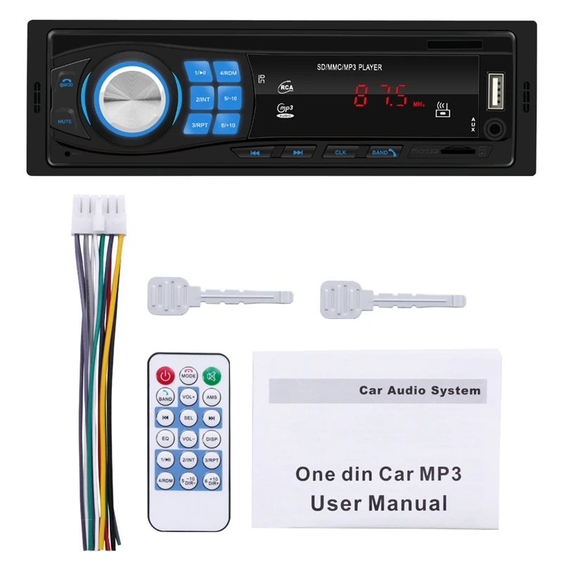 Автомагнитола 1 din автомобильный стерео MP3-плеер в тире головное устройство Bluetooth USB AUX FM радио