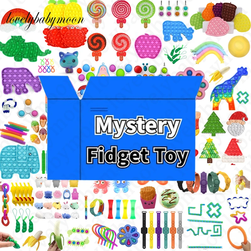 Random 5-40pcs Mystery Gifts Fidget Toys Pack Surprise Box 216 Different Fidget Toy Set Antistress Simple Dimple Stress Relief squishy ball with net
