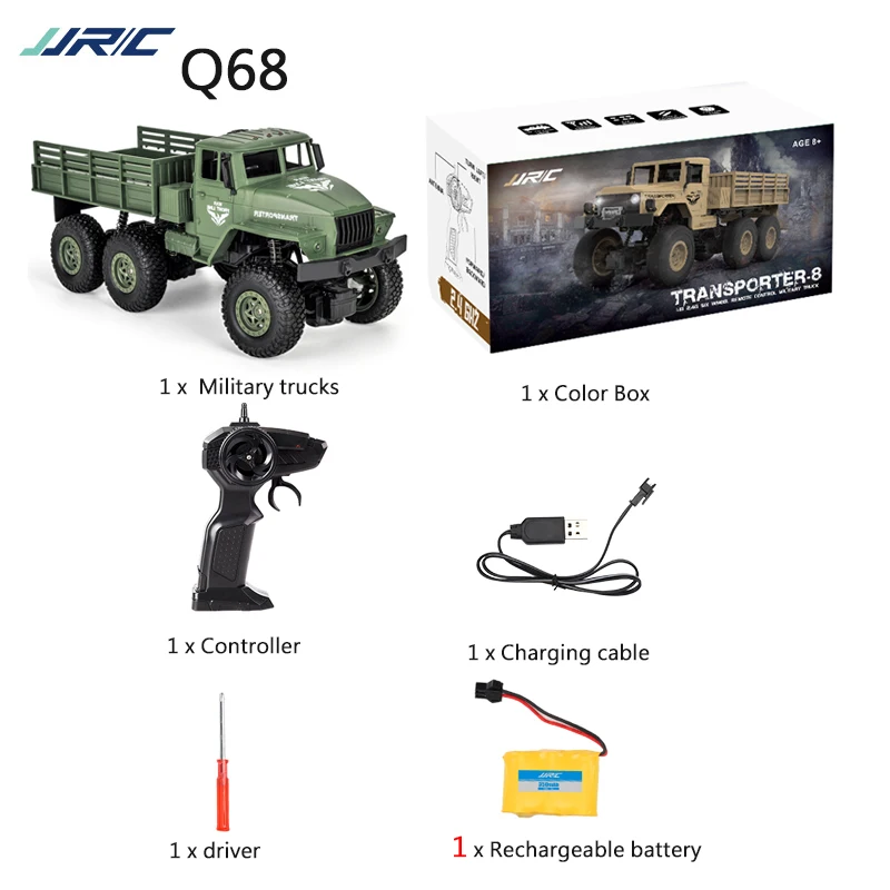 JJRC/Q68 Q69 6WD 1/18 RC Автомобиль 2,4G внедорожный военный грузовик с дистанционным управлением 10 км/ч RC Гусеничный альпинистский автомобиль игрушка RTR - Цвет: Q68 GR-1 battery