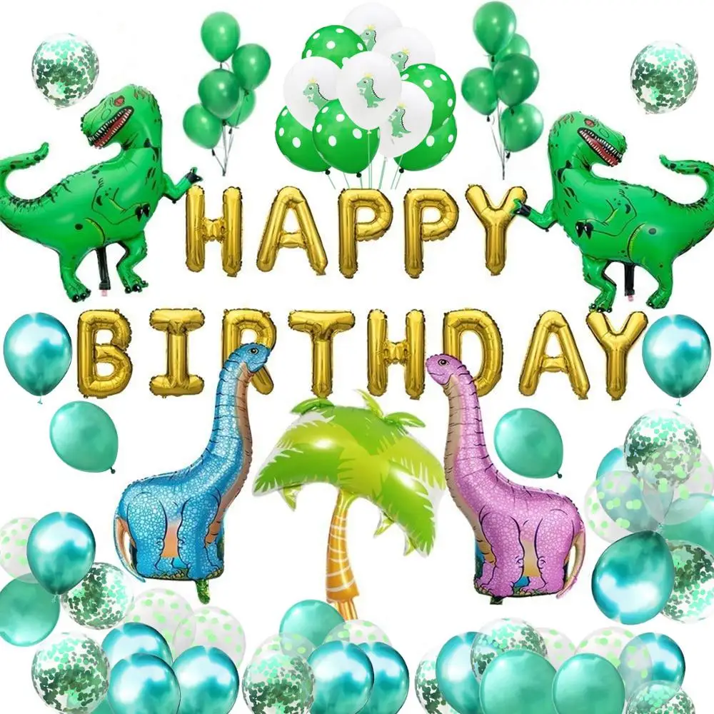 

Green Dinosaur Foil Balloon Happy Birthday Letter Balloons For Jurassic Dino World Decorations Jungle Party Supplies Boys Toy