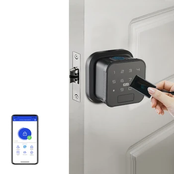 Control remoto inteligente compatible con Bluetooth, bloqueo de pestillo único con huella dactilar, contraseña, tarjeta de código