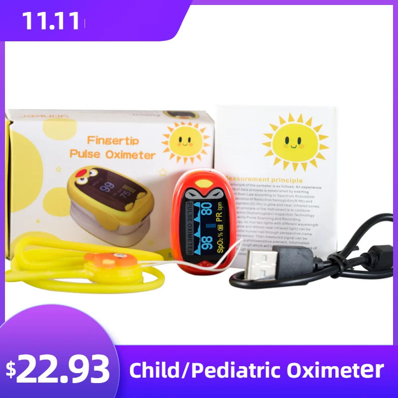 

Pediatri Children Kids Pulse Oximeter Oximetro de pulso OLED Anti-swallowing Design Rechargable Battery OLED Screen USB