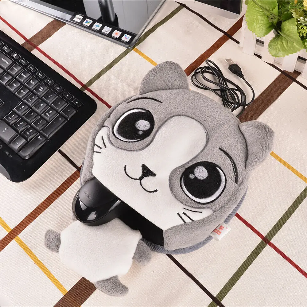 Мультяшный теплый зимний USB Коврик для мыши с подогревом коврик для мыши грелка рук Защита на запястье Рождественский подарок