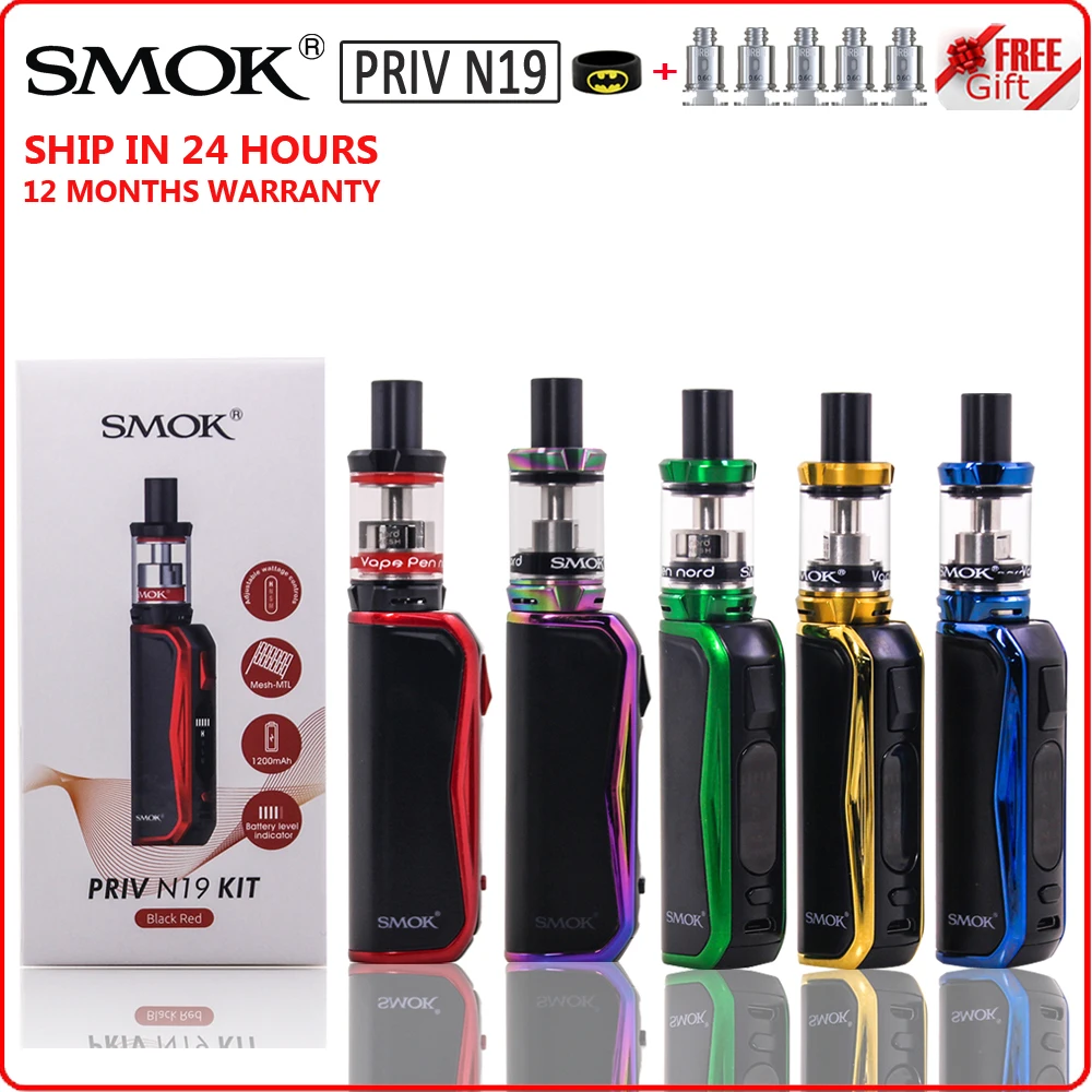 

Original SMOK PRIV N19 Kit Electronic E Cigarette 1200mAh Battery Box Mod with VAPE PEN Nord 19 Atomizer 2ml Vaporizer VS M17