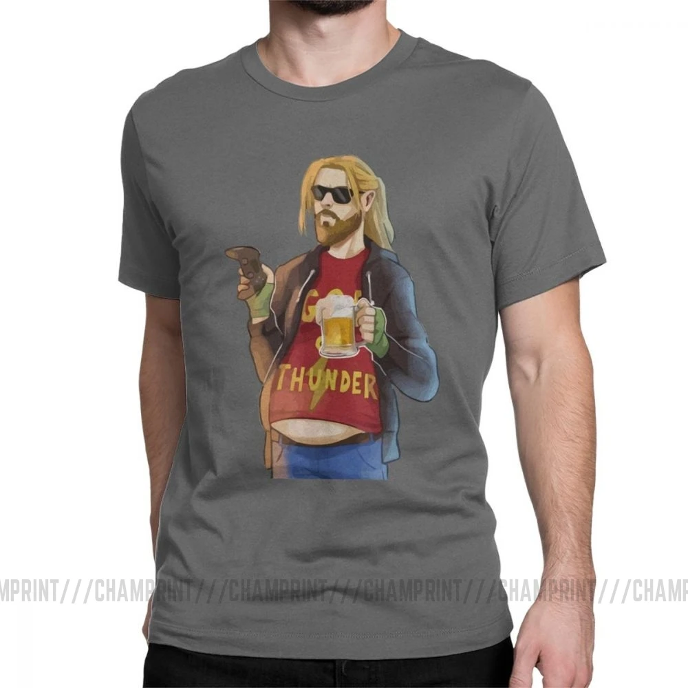 God Of Thunder Fat Thor Like Beer And футболки игровые мужские хлопок футболка с коротким рукавом размера плюс - Цвет: Темно-серый