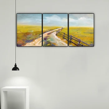 

Cassisy Canvas Art Oil Painting Field path landscape Poster Picture Wall Decor Modern Home Decoration For Living room 3 Panel