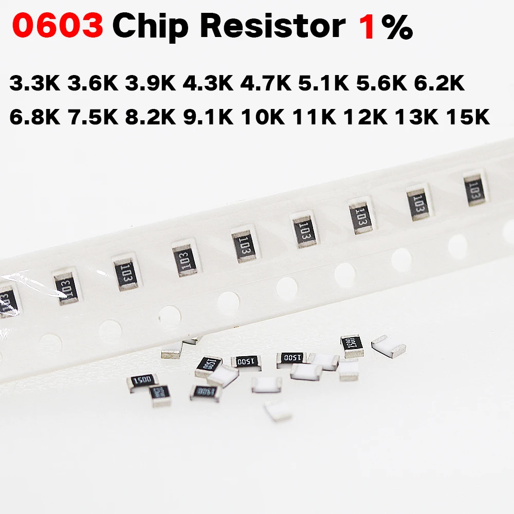 200 шт./лот чиповый резистор SMD 0603 1% 3 K 6 9 4 7 5 1 2 8 10K 11K 12K 13K 15K Ом 1/10 Вт | Электронные