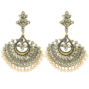 

New Ins Indian Gold Handmade Pearl Beads Flower Nepal Thailand Piercing Earrings Korean Fashion Party Jewelry Bijoux Earring