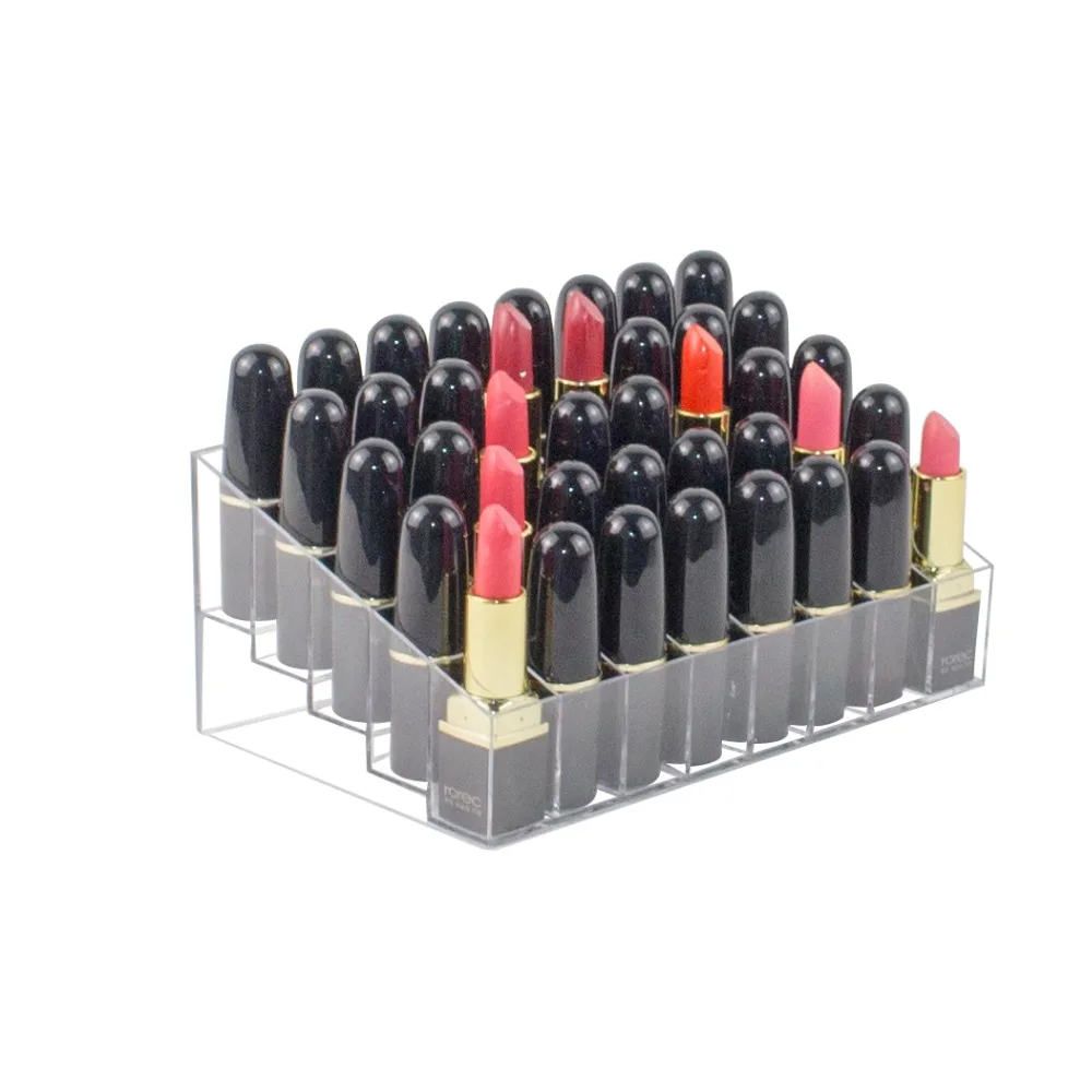 

Plastic 40 Slots Lipstick Organizer Transparent Lip Gross Storage Box Large Capacity Makeup Organizer Cosmetic Lipstick Holder