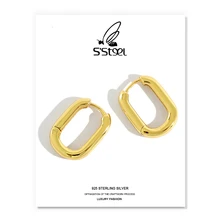 

S'STEEL Geometry Unique Punk Silver 925 Aretes De Mujer Oval Hoop Earrings Brincos Para As Mulheres Pendientes Mujer Moda 2021