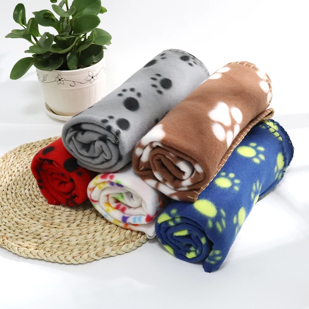 Pet Blanket Paw Print Dog Blanket Soft Warm Dog Cat Bed Mat Puppy Dogs Sleeping Blankets Bath Towel For Small Medium Large Dogs Cats Pug
