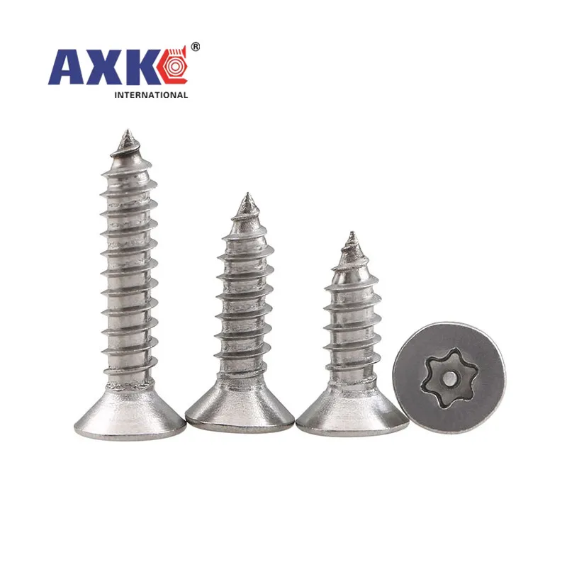 

10pcs M2.9 M3.5 M3.9 M4.2 M4.8 304 Stainless Steel Six Lobe Torx Flat Countersunk Head with Pin Security Self-tapping Wood Screw