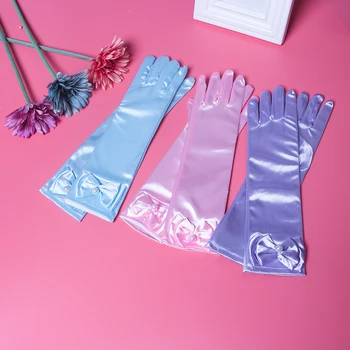 

Children's Princess White Full Finger Glove Girls Spring and Autumn Thin Section Elastic Sunscreen Wedding Dress Long Gloves