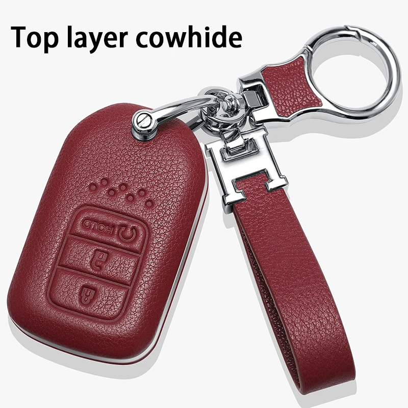 

For Honda Accord 2018 2019 Leather Key Cover Case Holder Protector Honda Civic Crv Crad V Pilot Crider Vezel Jade Spirior 9 For