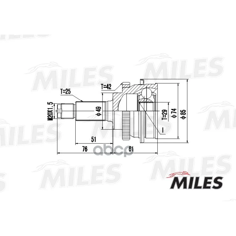 Шрус Suzuki Baleno/Liana 1.3-1.9td 98-08 Нар. Abs Miles Ga20428 Miles арт. GA20428
