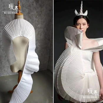 

White Organ Pleates Sinngle layer Pleated Lace Trim DIY Ruffle applique collar Dress Hem Decor Designer Accessories 19.7cm wide