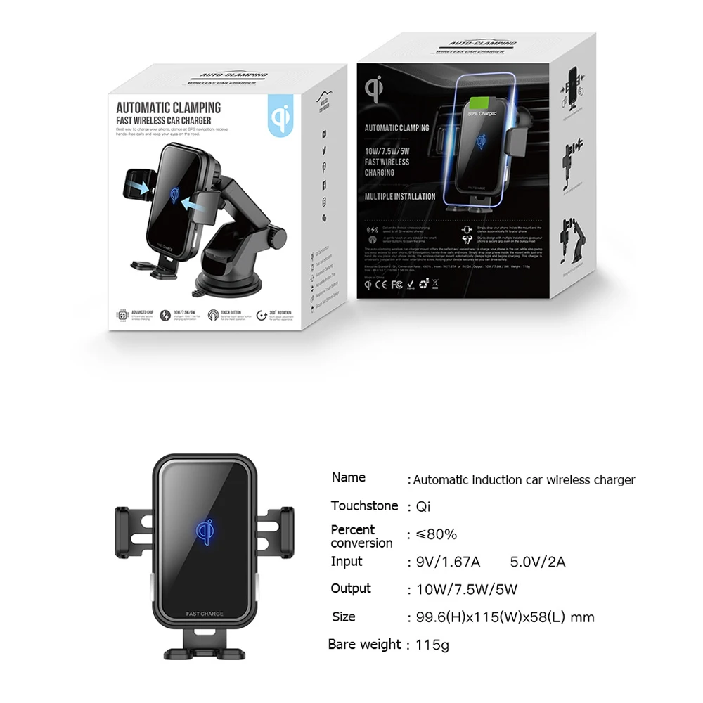 696 Y5 10W Qi Беспроводное Автомобильное быстрое зарядное устройство для iPhone 11/Xs/Xr/8