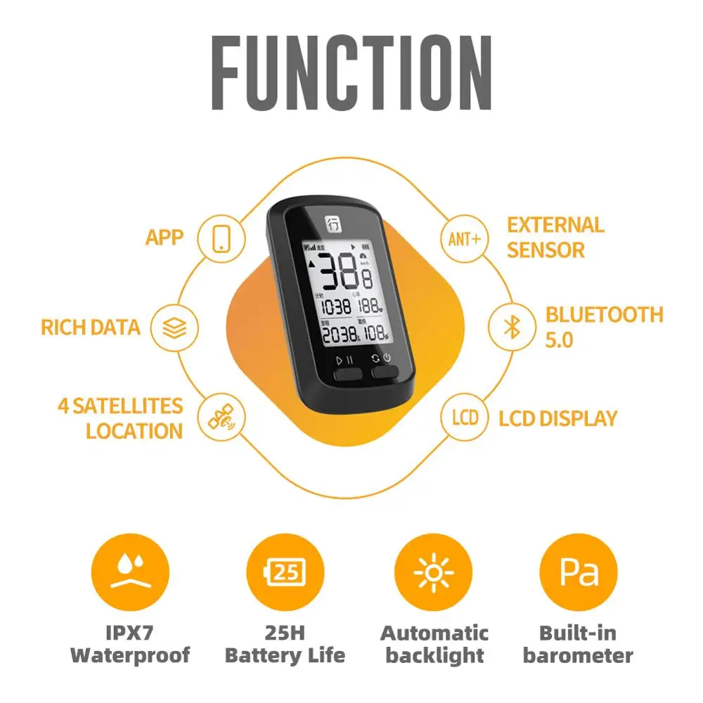 con Computer da Ciclismo Cadenza XOSS Ciclocomputer G Tachimetro Wireless GPS Bici da Strada Impermeabile MTB Bicicletta Bluetooth Ant