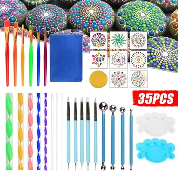 

35pcs Mandala Dotting Tools Set for Painting Rocks Pottery Portable Multifunction Embossing Dot Kit Dotting Tool Set Handwork