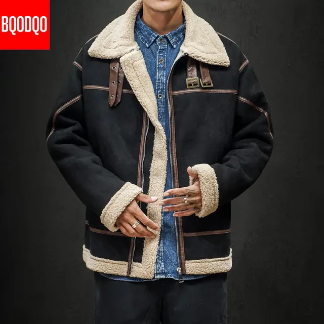 $US $33.53  Black Patchwork Military Army Jacket Winter For Men Streetwear Loose Parkas Coat Fleece Turn-down C