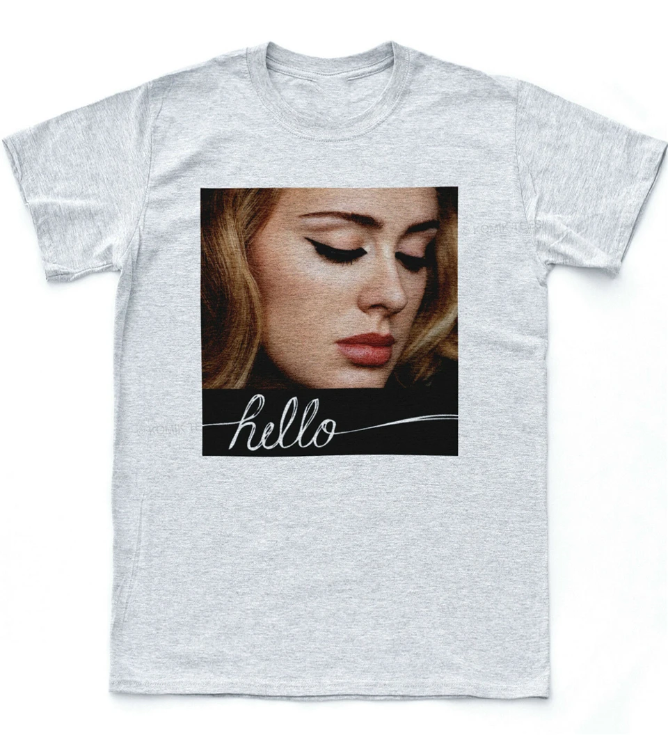 Футболка с круглым вырезом и надписью Adele HELLO Soul Music 25 Album British Singer | Мужская одежда