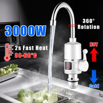 

3000W 2 seconds Instant Electric Hot Water Heater Faucet Kitchen Instant Heating Tap Water Faucet with LED Digital Display