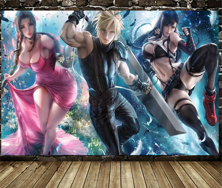 Final fantasy игровой постер мультфильм плакат мультфильм картины произведение искусства холст картины настенное искусство для домашнего декора сексуальный плакат с героями аниме