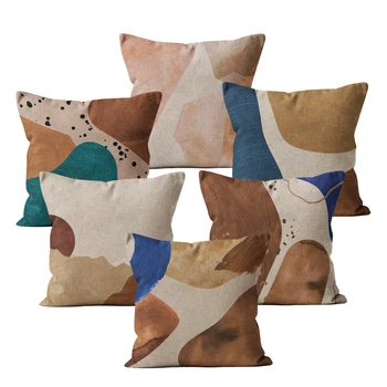 

Pillow Case Geometric Modern Abstract Color Pillowcase Decorative 45*45 40*40 for Sofa Home Decor Fur Linen Cushion Cover