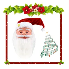 Детская игрушка, новогодние куклы поют и поют с Санта-Клаусом, Рождественская голова Санта-Клауса, анимированная Подарочная Рождественская кукла, украшение#903