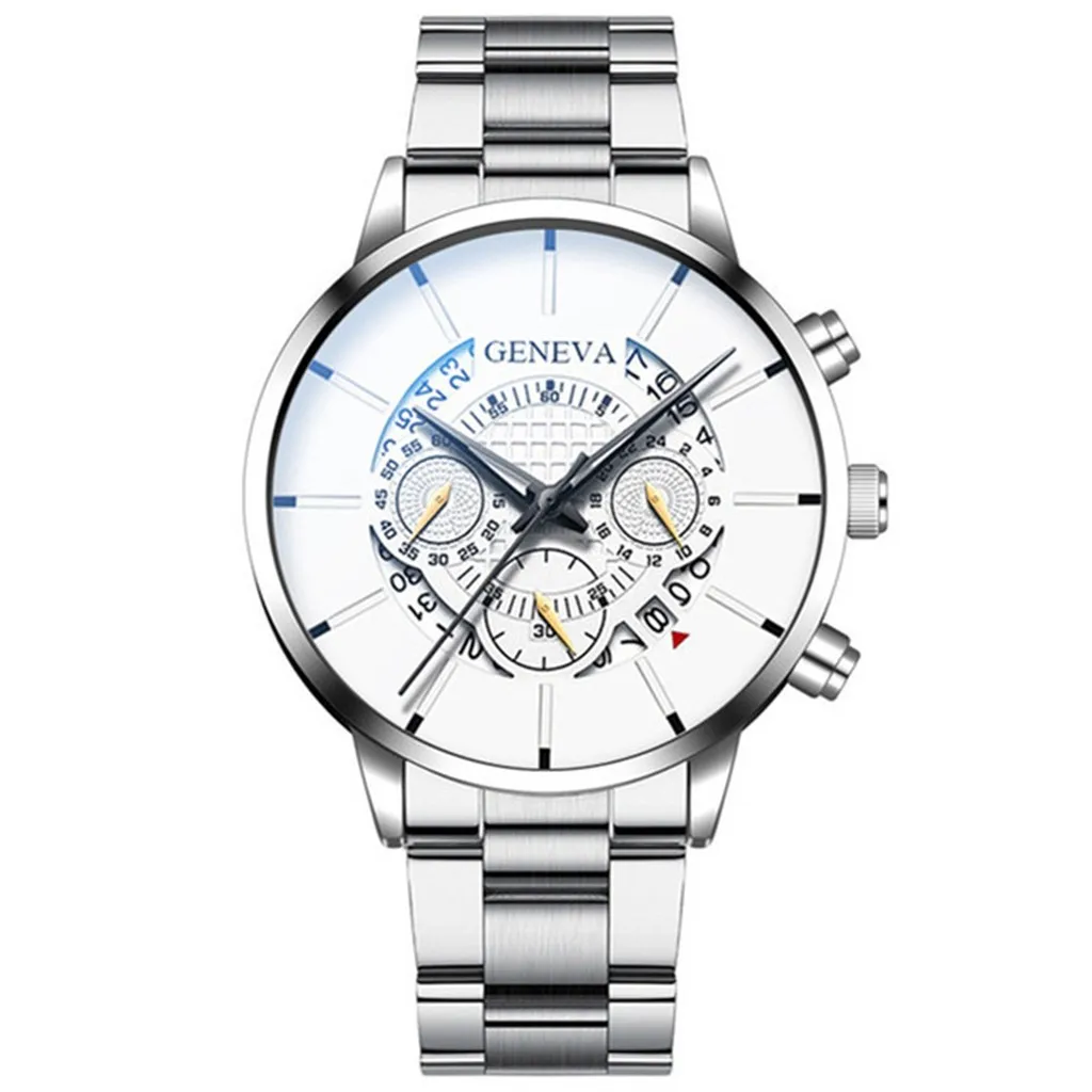 

Fashion Cool Unique Digital Literal Multi Layer Dial Men Quartz Mesh Belt Watch
