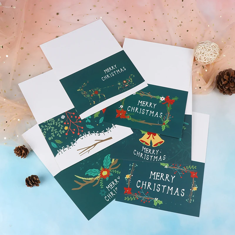 6pcs 6pcs New Year Greeting Cards Merry Christmas Cards Decoration Stickers Christmas Party Invitation Gift - Цвет: 6pcs