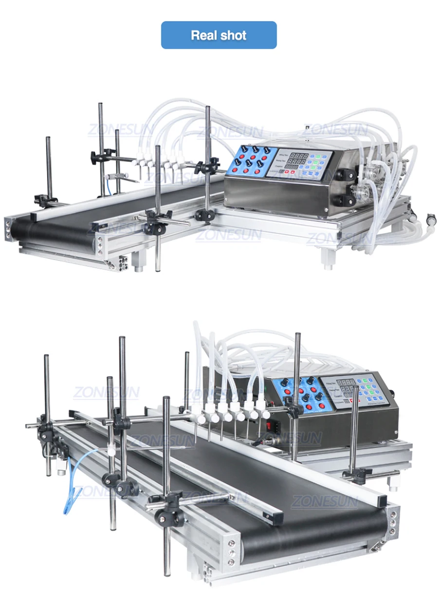 ZONESUN ZS-DTPP6B escritorio 6 cabezas bomba peristáltica máquina de llenado de líquidos con transportador