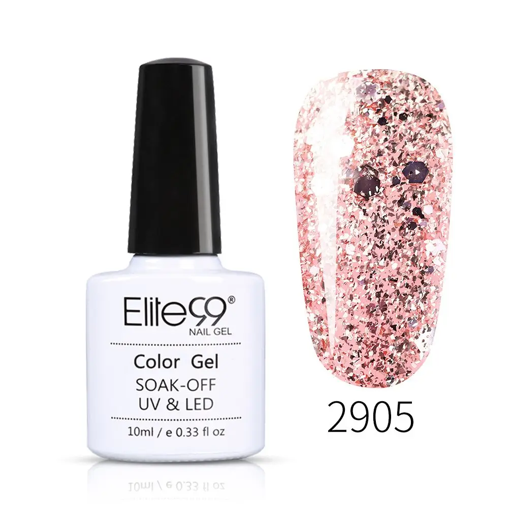 Elite99 10 мл розовый золотистый гель лак для ногтей Блеск цветной гель лак для ногтей маникюр Дизайн ногтей замочить от полупостоянного УФ покрытые лаком ногти - Цвет: 2905